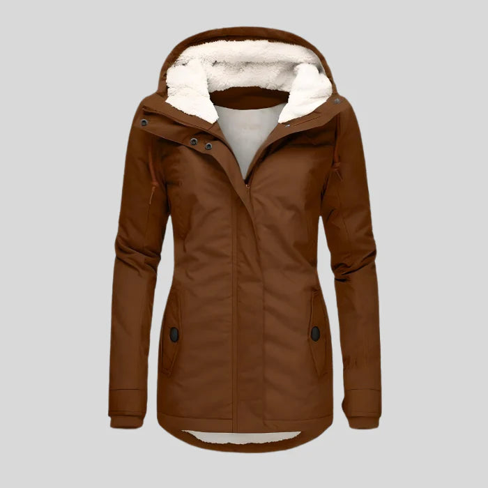 Laura - Waterproof Long Jacket with Hood and Lining