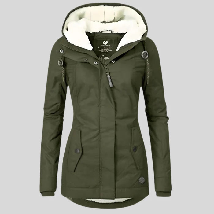 Laura - Waterproof Long Jacket with Hood and Lining